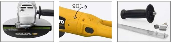 Winkelschleifer 2000 W Vito + Diamant-Trennscheibe 230- Kopf Stahl – 6200rpm