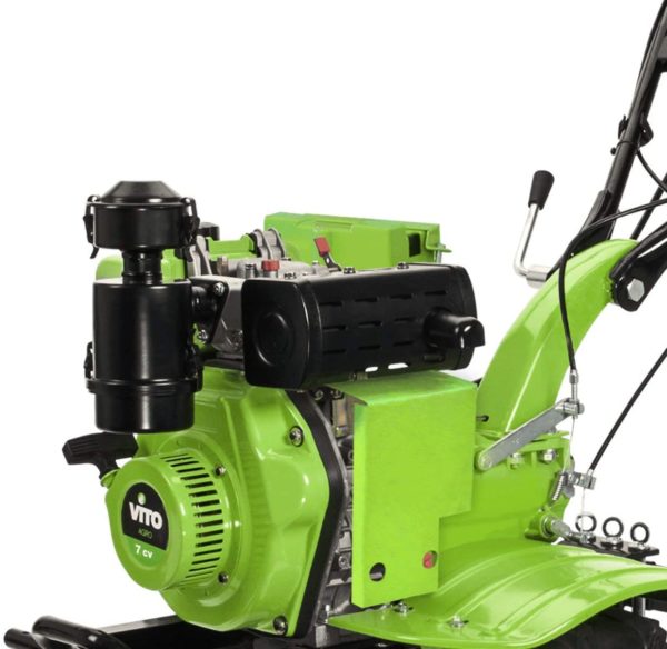 VITO 7PS Diesel E-Starter Motorhacke Direktantrieb - Pflug + Bodenfräse 115cm Arbeitsbreite