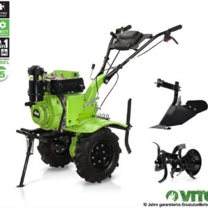 VITO 7PS Diesel E-Starter Motorhacke Direktantrieb - Pflug + Bodenfräse 115cm Arbeitsbreite