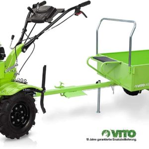 Einachser mit Anhänger - VITO Set Motorhacke + Anhänger 7PS Diesel E-Starter Direktantrieb - Pflug + Bodenfräse 115cm Arbeitsbreite