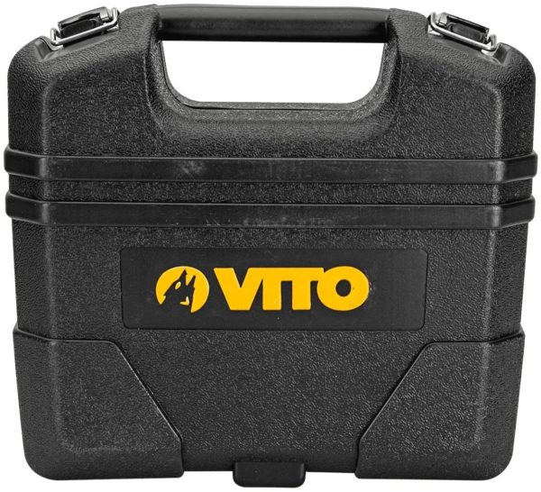 VITO Professional Akkubohrschrauber 14.4V mit LED-Licht und Kapazitätsanzeige | 2x Li-Ion 2Ah, Ladegerät | Akkuschrauber in ergonomischer Bauform, Drehmoment: 40 nM, 1,14 kg mit Koffer und Zubehör
