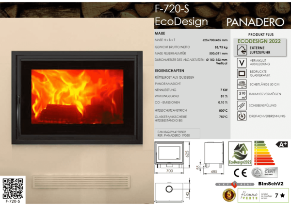 Kamineinsatz Heizeinsatz F-720-S  EcoDesign
