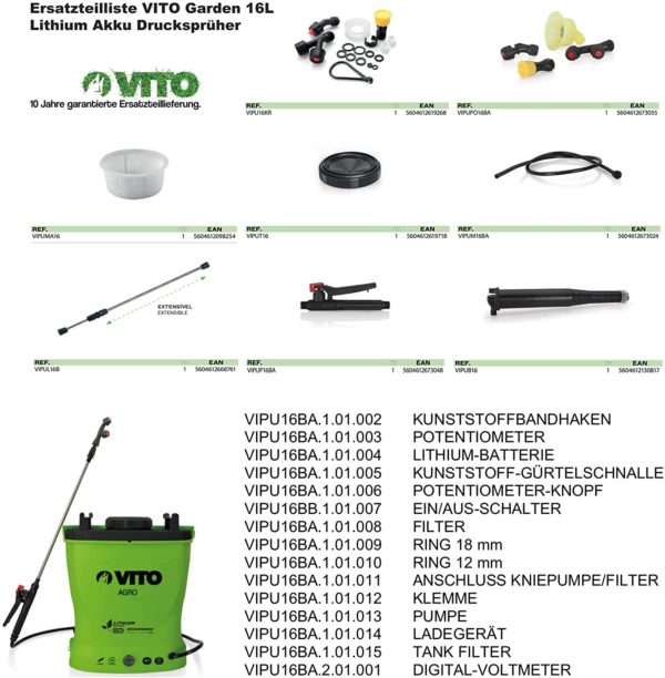VITO Garden 16 Liter Lithium Akku Drucksprüher