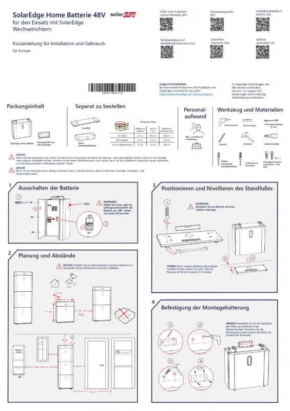 SolarEdge Home Battery 9.2 kWh Stromspeicher Montageanleitung