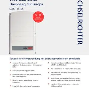 Technisches Datenblatt SolarEdge Wechselrichter SE5K SETAPP page 0001