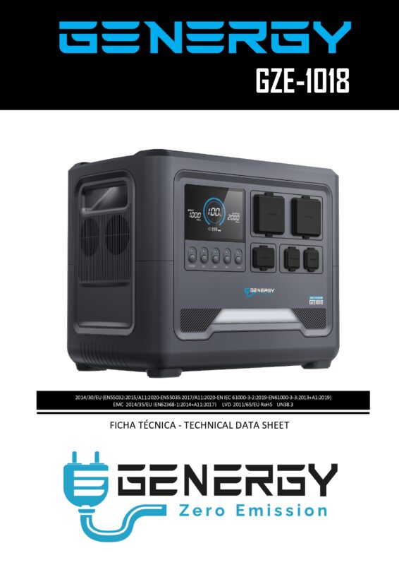 Topbaumaterial Bedienungsanleitung Ladestation 2200 Watt Powerstation GZE-1018 Genergy Technisches Datenblatt