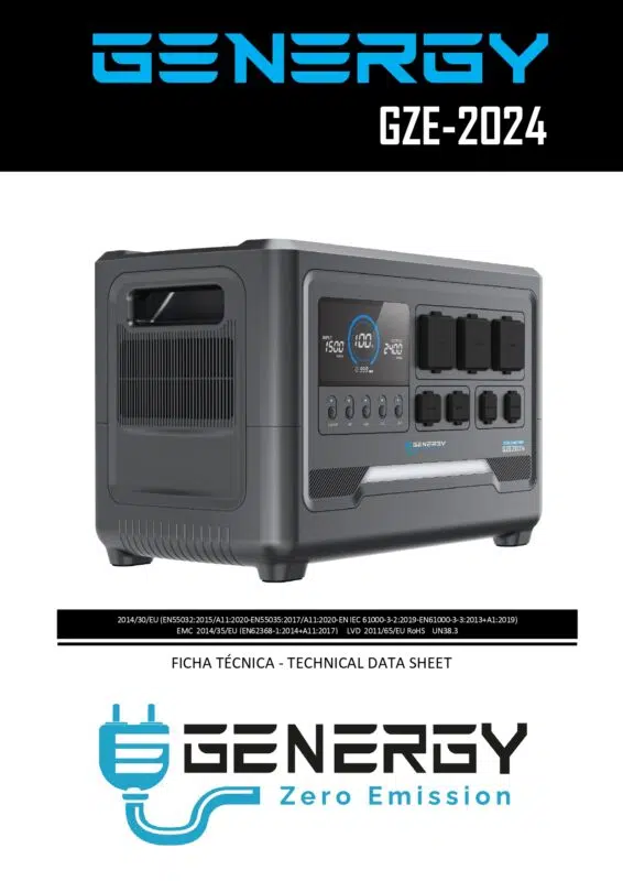 Powerstation 4800 Watt Genergy GZE-2024 2048Wh Technisches Datenblatt