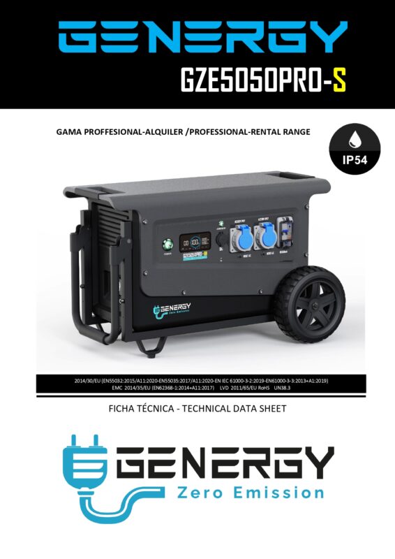 Topbaumaterial Solargenerator 7000 Watt Stromerzeuger Solar GZE-5050PRO-S Genergy Technisches Datenblatt