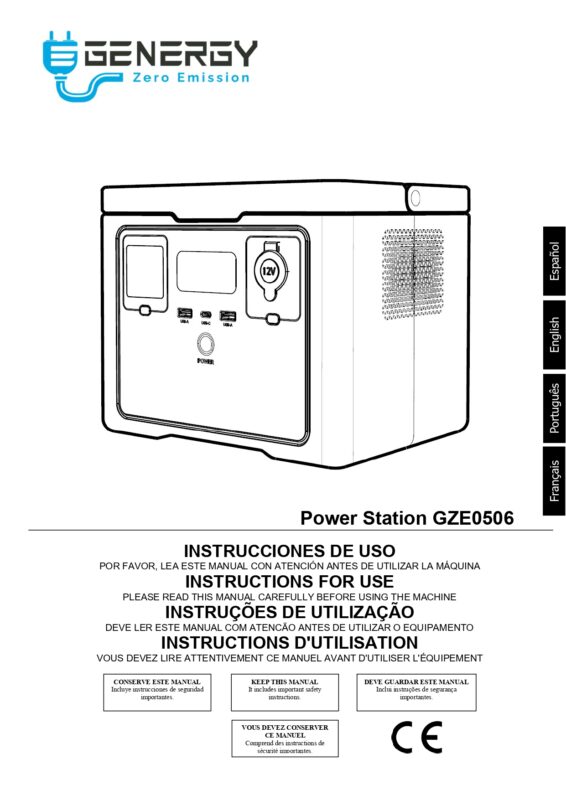 Topbaumaterial Bedienungsanleitung Ladestation 1200 Watt Powerstation GZE-0506 Genergy