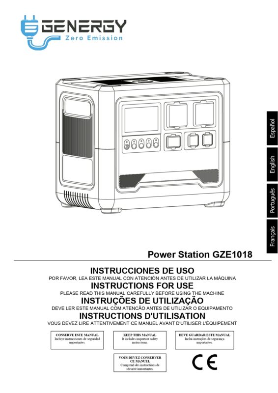 Topbaumaterial Bedienungsanleitung Ladestation 2200 Watt Powerstation GZE-1018 Genergy