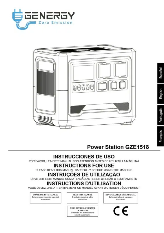 Topbaumaterial Bedienungsanleitung Powerstation 2200 Watt GZE-1518 Genergy