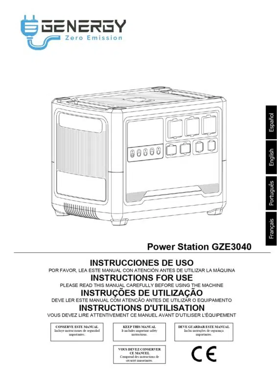 Topbaumaterial Bedienungsanleitung Powerstation 4000 Watt GZE-3040 Genergy